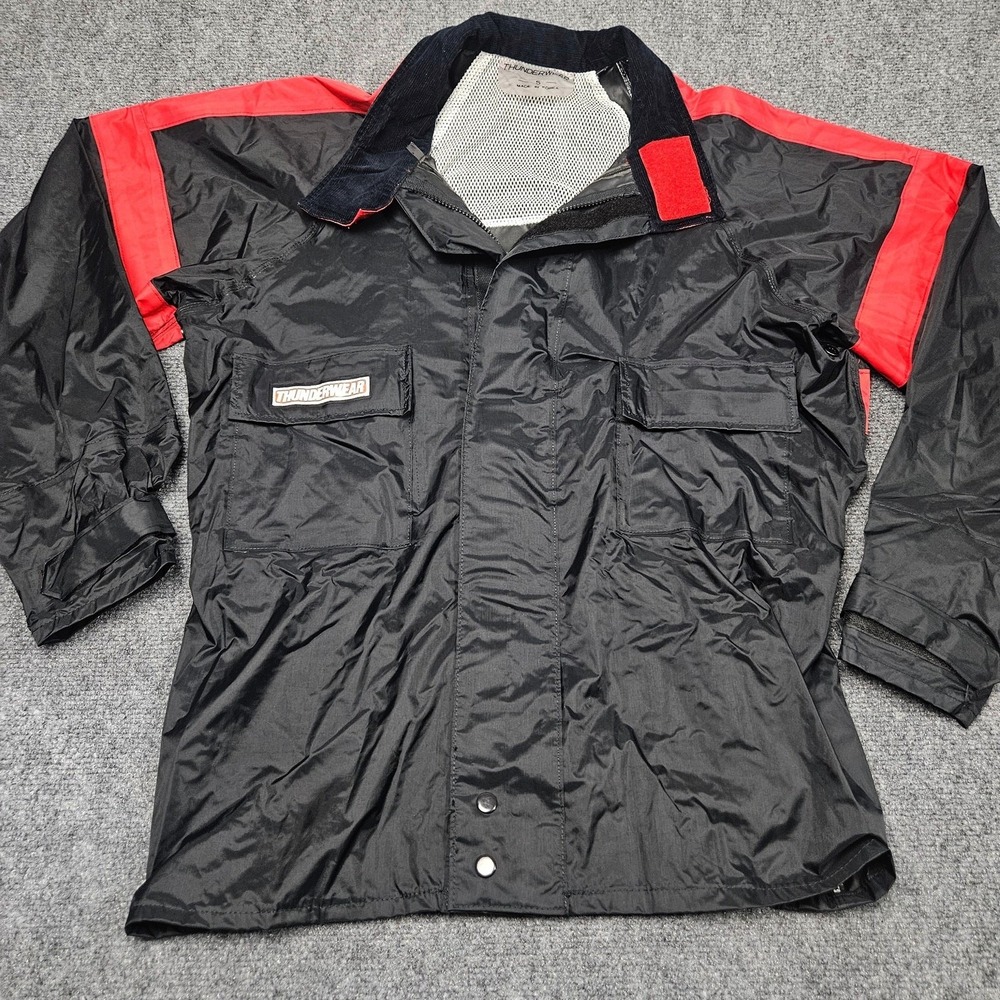 Vintage Thunderwear Nylon Work Jacket S Black Red Workwear Grunge Streetwear 90s